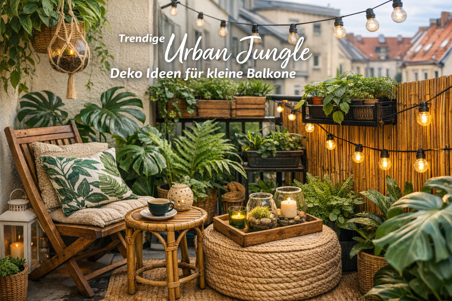 Trendige Urban Jungle Deko Ideen für kleine Balkone