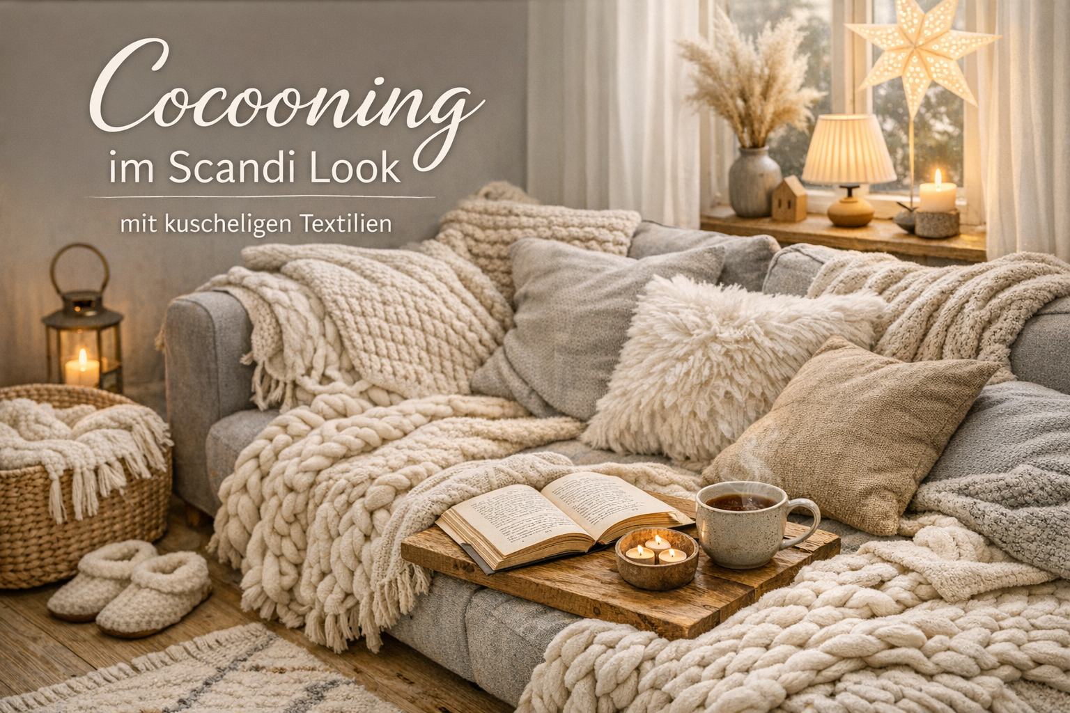 Cocooning im Scandi Look mit kuscheligen Textilien